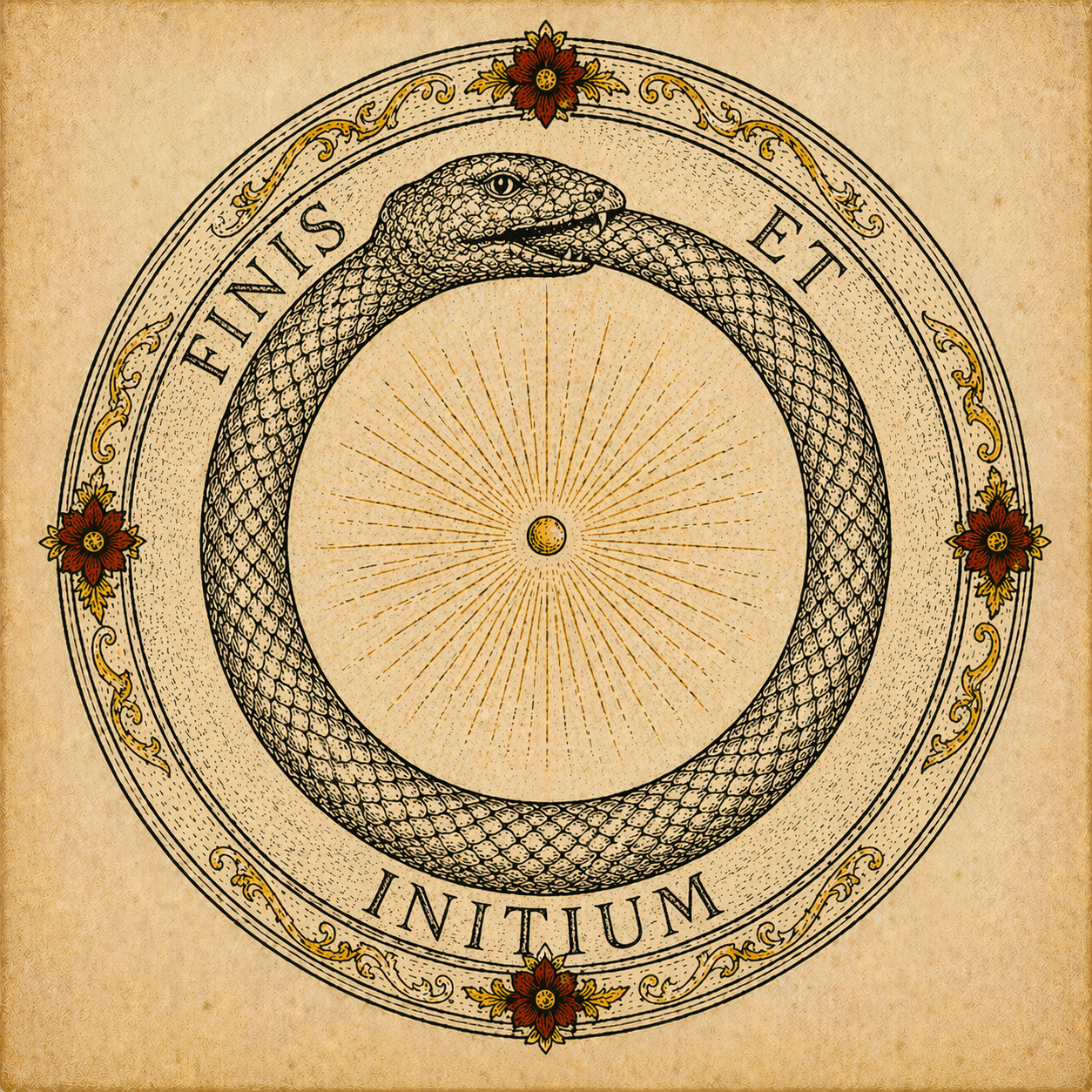 Ouroboros — the serpent devouring its own tail: the Philosopher's Stone as the beginning that is also the end